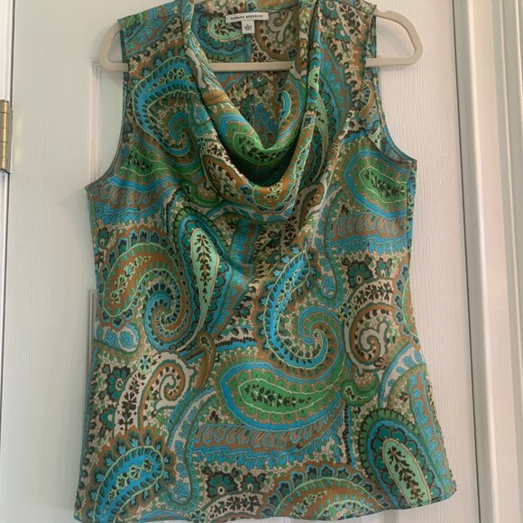 Banana Republic Paisley Sleeveless Cowl Neck Large Blouse - Picture 4 of 8